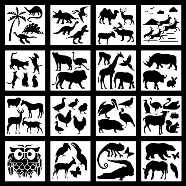 16 kpl/ set Lapsille Opiskelija luovaan tee-se-itse-maalaukseen Lemmikkieläinten muovionttomaalausmalli Graffiti Animal Painti