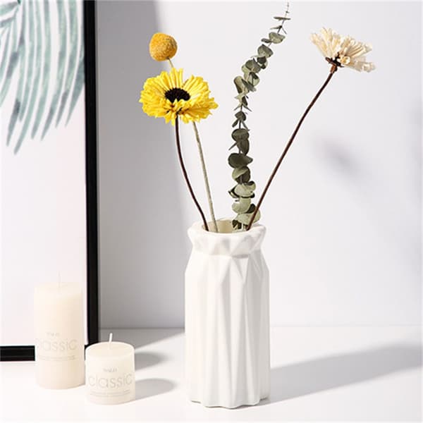 Modern blomhållare i plast med naturlig textur för vardagsrum sovrum