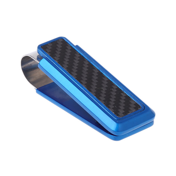 Mænd Business tegnebog Rustfrit stål Carbon Fiber Pengeclips Kreditkortholder Blue