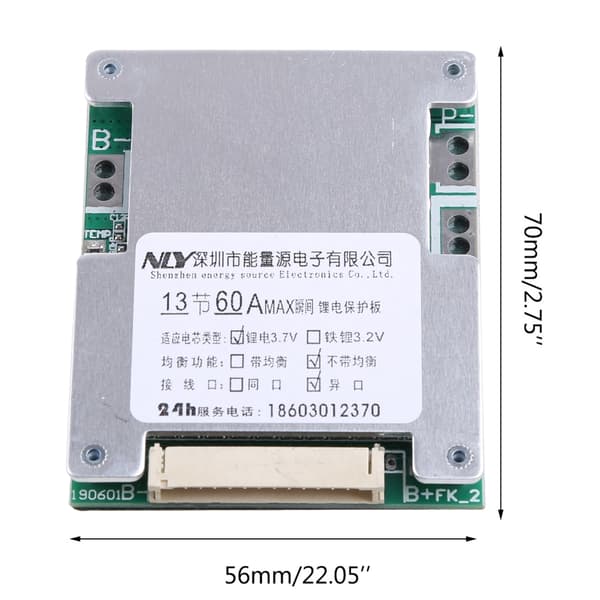 Batteri for beskyttelse BMS PCB-kort for 13 serier 48V 60A celle PCB