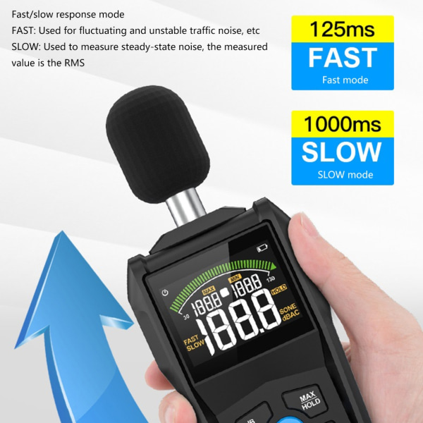 Digital ljudnivåmätare Decibelmätare 30-130dB Ranges Noise Meter Handheld
