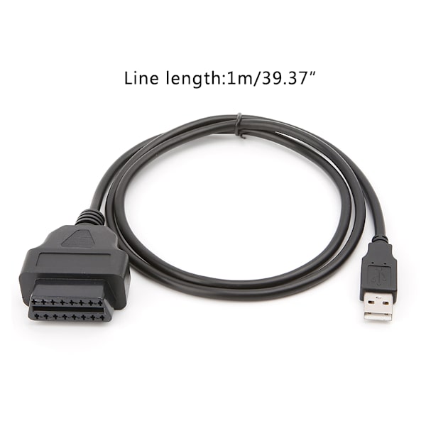 16-stift OBD2 till USB port Laddare Adapter Kabelkontakt Diagnostikverktyg