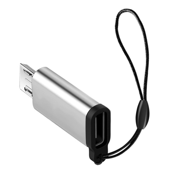 USB C till mikro- USB adapterkontakt med snodd för mobiltelefon och mikroenhetsomvandlare Support Laddning och datasynkronisering Black