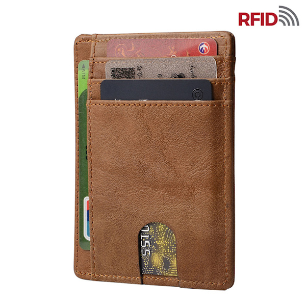 Ohut, minimalistinen etutasku RFID-suojatut nahkalompakot Lahja miehille, naisille Black 1