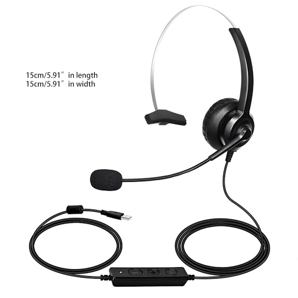 250cm Øretelefon for kundesenter Ørepropper Headset USB-porter Datamaskin Samtaler