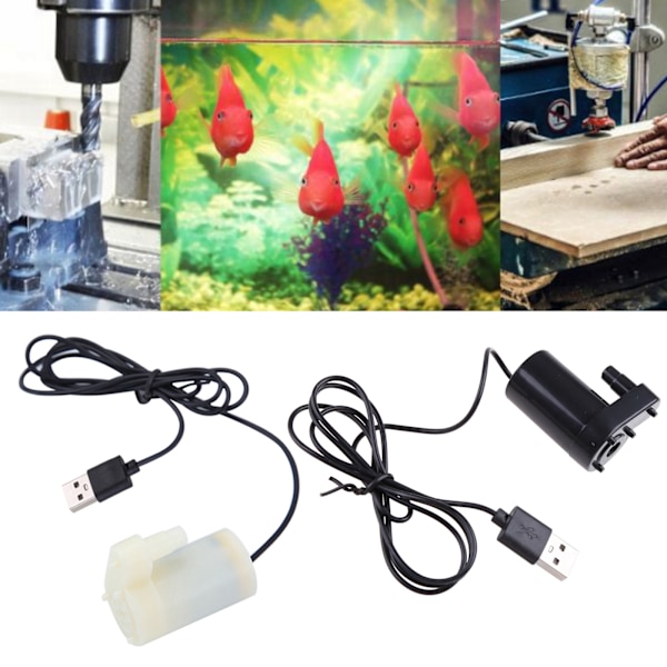 Mikrodränkbar vattenpump Fisktankar Akvarium USB driven för DC 5V 2-3L/min Laddare Minimotor Vattenpumpstillbehör Black