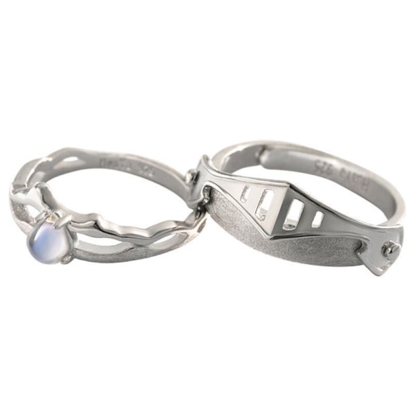 Parisormukset 2 kpl säädettävät avoimet sormukset Moonstone Princess and Knight Ring