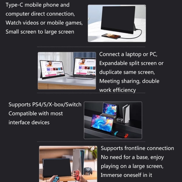 Laptop Bekväm sekundär skärm 13,5 tum bärbar LCD-skärm för växling/XSS utökad diaplaypanel