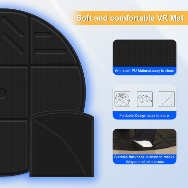 VR Gaming Cushion Mat Slitstark PU Cushion Vikbar golvdyna för switchar