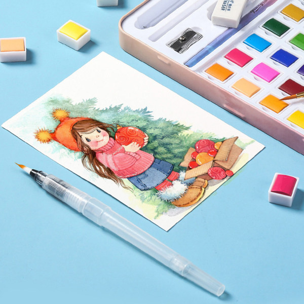 36/48 färger Solid Akvarell Paint Set Konst Pigment Målning Ritning Pensel Kit null - Color box 48 colors