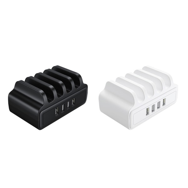 Anti-hopp snabbladdningsställ 4 USB portar Laddare Trådlös laddningsstation för flera enheter White - US