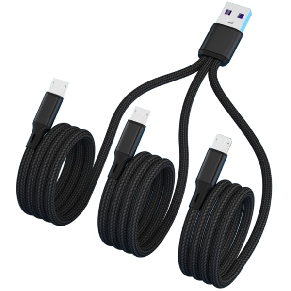 USB Laddningskabel USB2.0 Hane till 3 Micro USB Hane Adaptersladd Power Black
