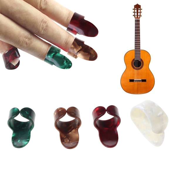 4 st/set Nya plast 1 tumme + 3 finger nagel gitarr plektrum plektrum set