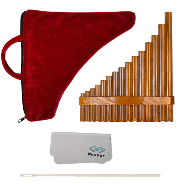Handgjord Panflöjt 15 Naturliga Bamburör Traditionellt Instrument Tofflor Right hand