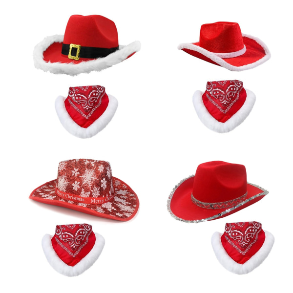 Cowgirl Hat+ Bandana Set Elegant fotorekvisita Julfest Fancy hatt SET2