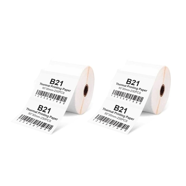 50X30MM Termisk Papir til B21 Kasseapparat Pos Kvittering Bar Etiketter Papir 230 Ark/Rulle Klart og Multi-proof