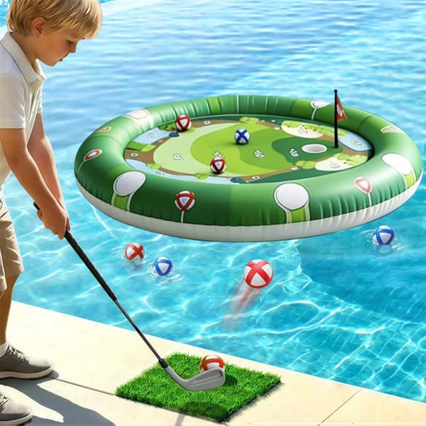 Premium PVC oppusteligt golfmål til vandleg Inkluderer justerbar kølle