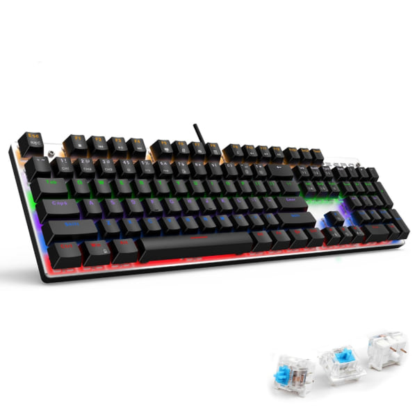 Tangentbord med 104 tangenter Gaming Mekaniska tangentbord RGB-bakgrundsbelyst USB -trådbunden PC Gamer-tangentbord Blå/svart/röd axel Vattentät Black - Black Switch