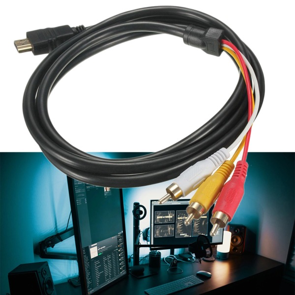 för HDMI till RCA-kabel, för HDMI hane till 3-RCA hane Video Audio AV-kabelkontakt Adapter Sändare för HDTV, 5 fot/1,5 m