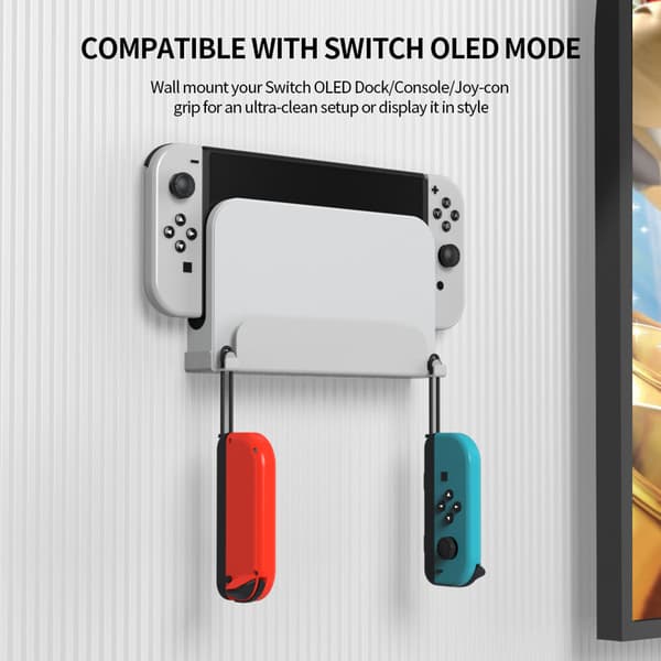 Vægmontering til NS Switch, Controller Vægmonteret Hængerholder Konsol Opbevaringsstativ Pladsbesparende Bag TV til Switch OLED
