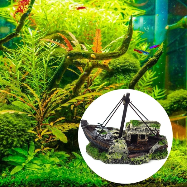 Akvarium sjunkna skeppsdekorationer Fisk för tankprydnader Gömställe för eremitkräfta