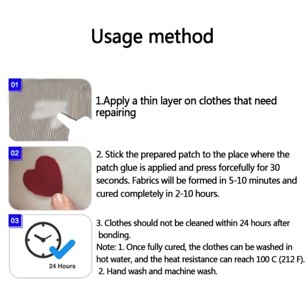 Plyschleksaksreparationslimtyger Kompositlim Snabbtorkande lim för alla tyger Kläder tål tvätt och höga temperaturer