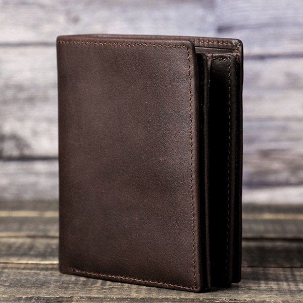 för Head Layer Kohud Plånbok Herr Kort plånbok RFID Stöldskyddsborste Trifold Wall