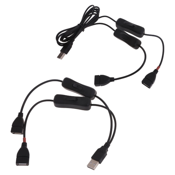 Dubbelkopplad USB -förlängningssladd Tråd Y-splitterkabel Stöd för laddning av digitala enheter hane till hona linje 1m