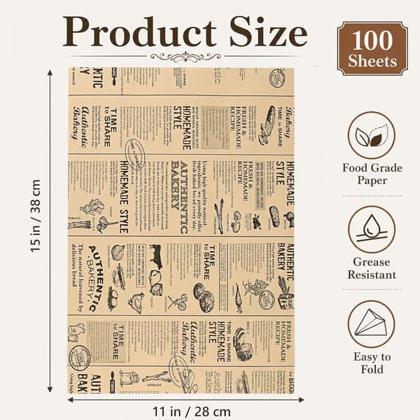Smörgåspapper Bakplåtspapper Matkorgsfoder för köket