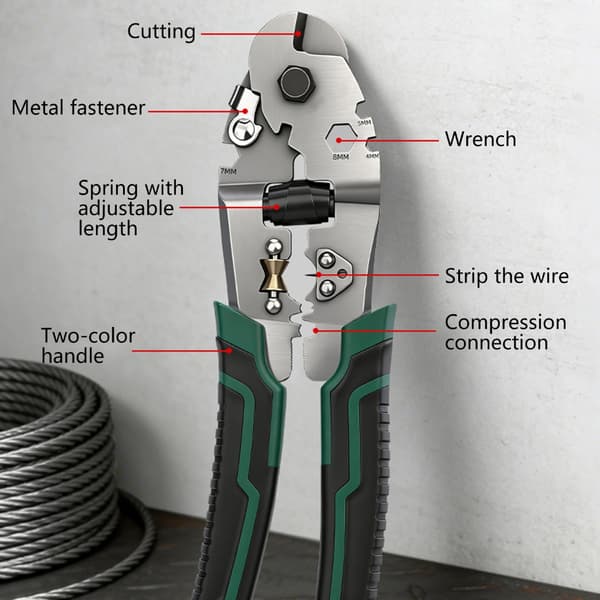 Multifunktionel wireklipper i kulstofstål, wireklipper, wireklipper