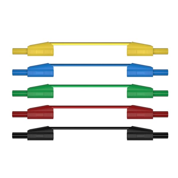 5 stk. sterk testledning 4 mm bananplugger myk PA 1 meter sikkerhetskabel for lab