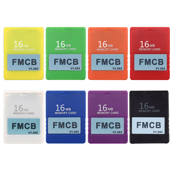 8MB 16MB 32MB 64MB Gratis McBoot FMCB-minneskort för PS2 FMCB-minneskort v1.953 Extended Card Save Game Data Stick Blue 64M