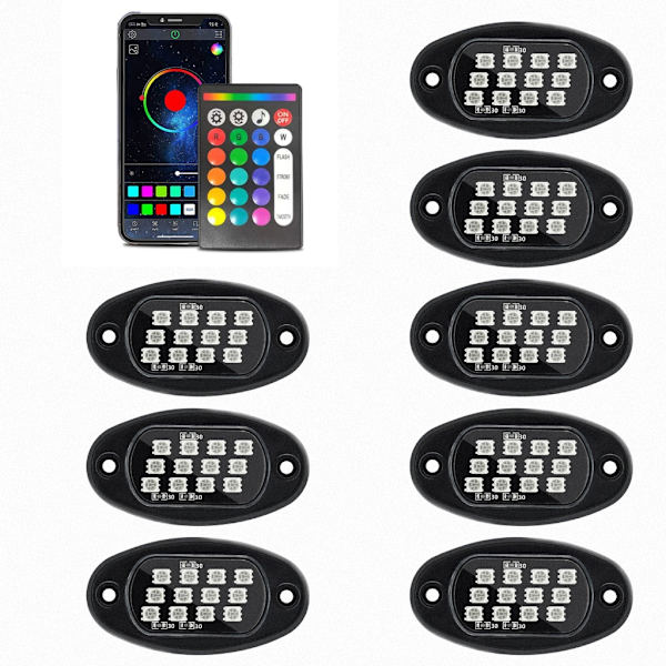 Autotarvikkeet LED Rock Lights 12 LED Underglow Lights Vedenpitävä Trail Trig Lamppu kuorma-autoille