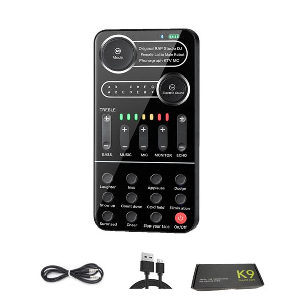 K9 Live Ljudkort Ljud Externt Micro USB Headset Mikrofon Live Broadcast Ljudkort för Mobiltelefon Dator PC