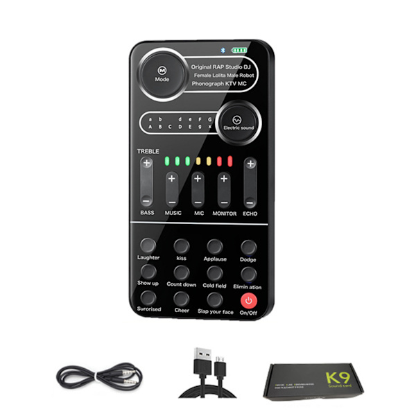 K9 Live Ljudkort Ljud Externt Micro USB Headset Mikrofon Live Broadcast Ljudkort för Mobiltelefon Dator PC