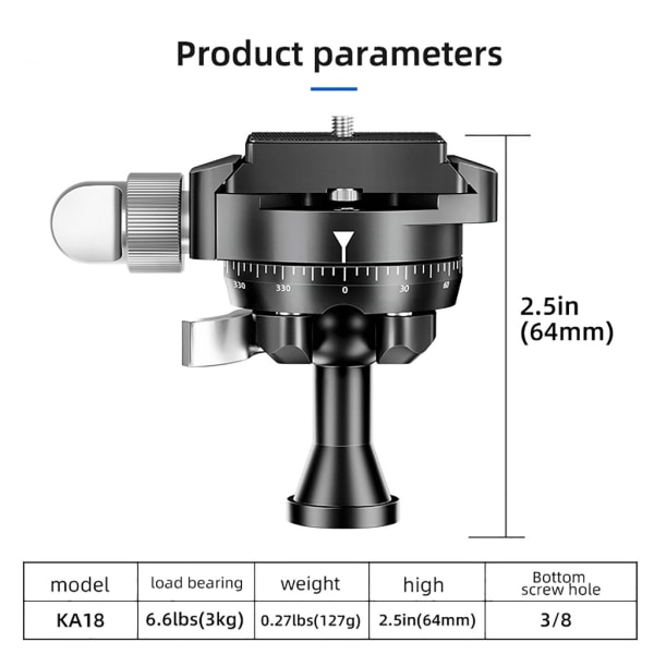 Mini Inverted Ball Camera Mount KA18 Panoramisk Inverterad Kamera Kulhuvud Pan Tilt