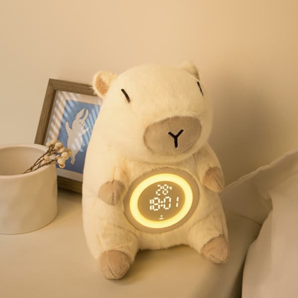 Capybaras Børnevækkeur, Polyester USB Genopladelig, Dæmpbar