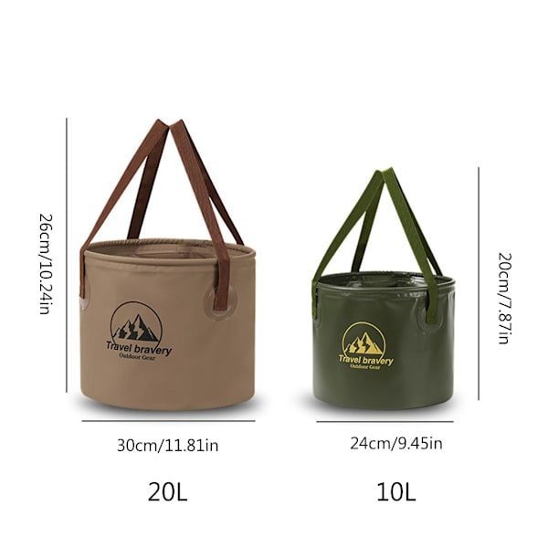 Sammenleggbar bøtte multifunksjonell sammenleggbar bøtte vannbeholder vaskeservant 10L Coffee