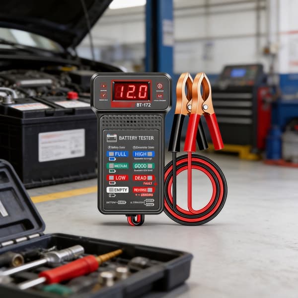 Professionel 12V batteritester til bil- og motorcykelbatterier med LED-display