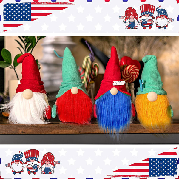 Patriotiska Precut Gnomes Skägg Träbollar Kit Oavslutade Träbollar Set Supplies null - 4