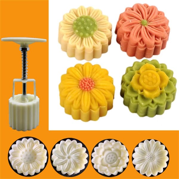 Håndtryks Månekager Forme Blomstermønster Kage Stempler Månekage Maker