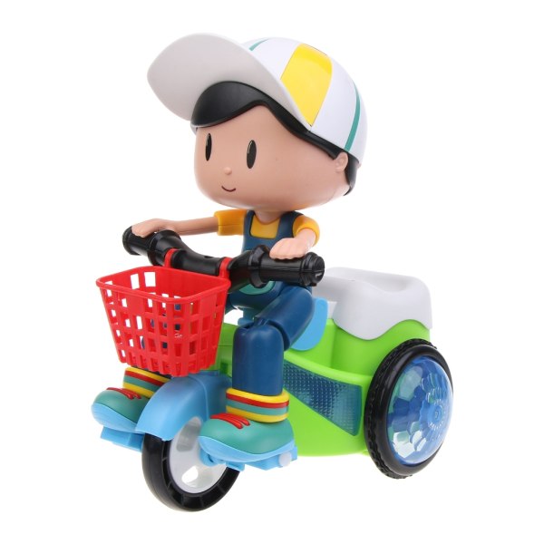 Elektrisk stuntcykelleksak Barnmusik Trehjulingleksak Barn Interaktivt rundstrålande hjul 360°rotera Bilpresent Baby null - Boy