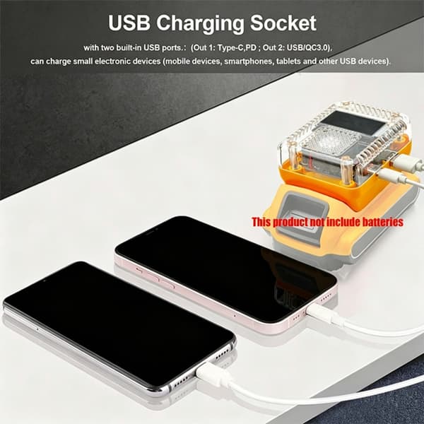 Skjermbatteriadapter for camping og nødbruk av elektronikk