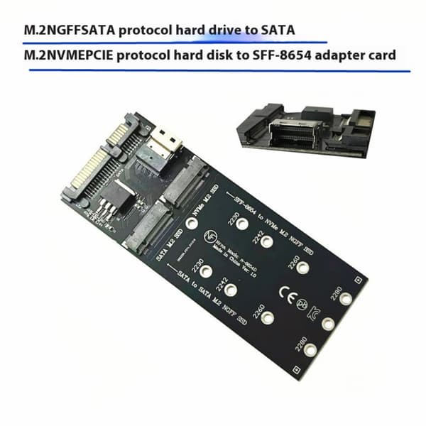 2 i 1 Adapter Desktop PCIe M.2 NVMe Adapterkort til SFF-8654 Port Data