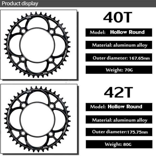 Cykelkedja i aluminiumlegering CNC 40T 46 50T 44T