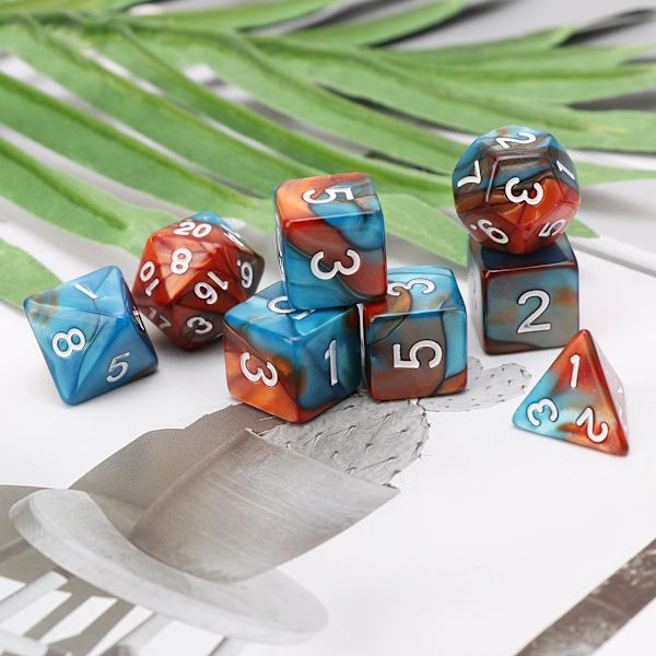 11-sidiga tärningar D4 D6 D8 D10 D12 D20 för RPG DND D&D-set Green gold