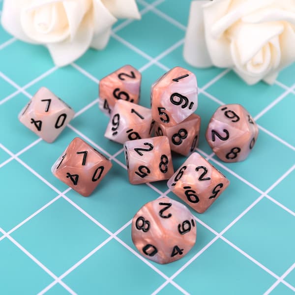 10 stk./sæt 10-sidet D10 polyhedral terninger numre urskiver desktop bordspil 1