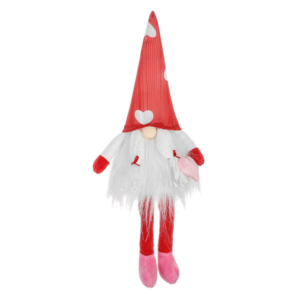 Valentine Gnome Long Leg Faceless for Doll Heart Tomte Elf Dwarf Nisse Scandinav Red