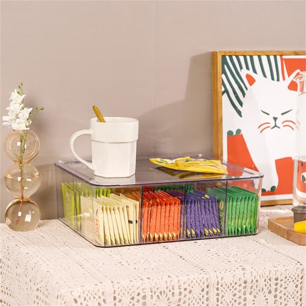Klar Akryl Tepose Dispenser med Flere Rom Snacks Organizer