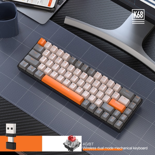 K68 Keyboard Gaming Mekaniskt tangentbord 2.4G trådlös knappsats Bluetooth-kompatibel USB+Typ-C tangentbord Gamer Keyboard null - 6